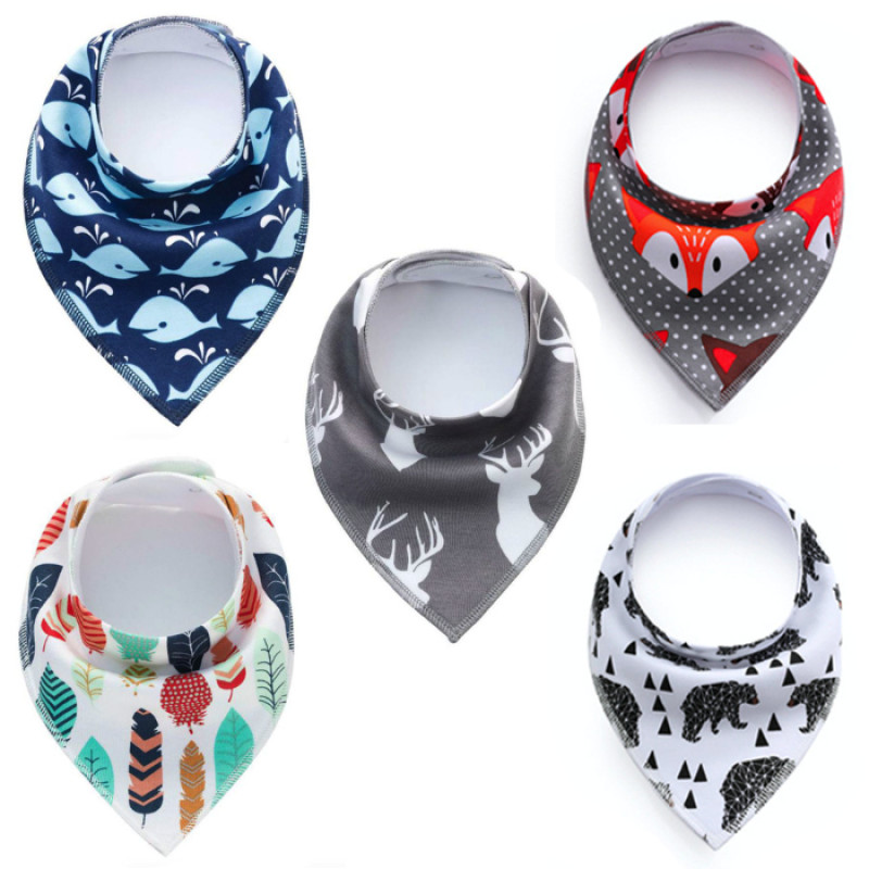 SET 2 Boys 5 Baby Bibs Bandana Handkerchief for Infant Drooling Teething Super Absorbent Bibs Age 0-24M